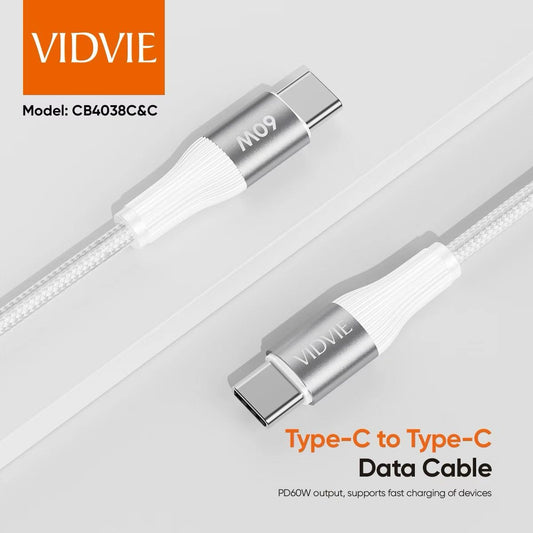 VIDVIE CB4038- TYPE-C TO TYPE-C CHARGING CABLE
