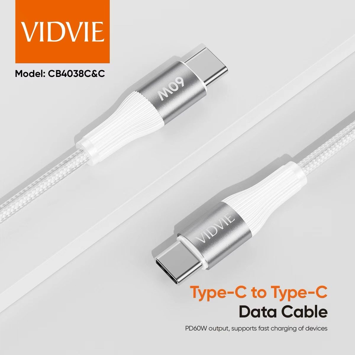 VIDVIE CB4038- TYPE-C TO TYPE-C CHARGING CABLE