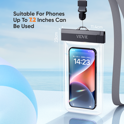 VIDVIE WB01 WATERPROOF PHONE POUCH – 7.2" IPX8 UNIVERSAL UNDERWATER CARRIER