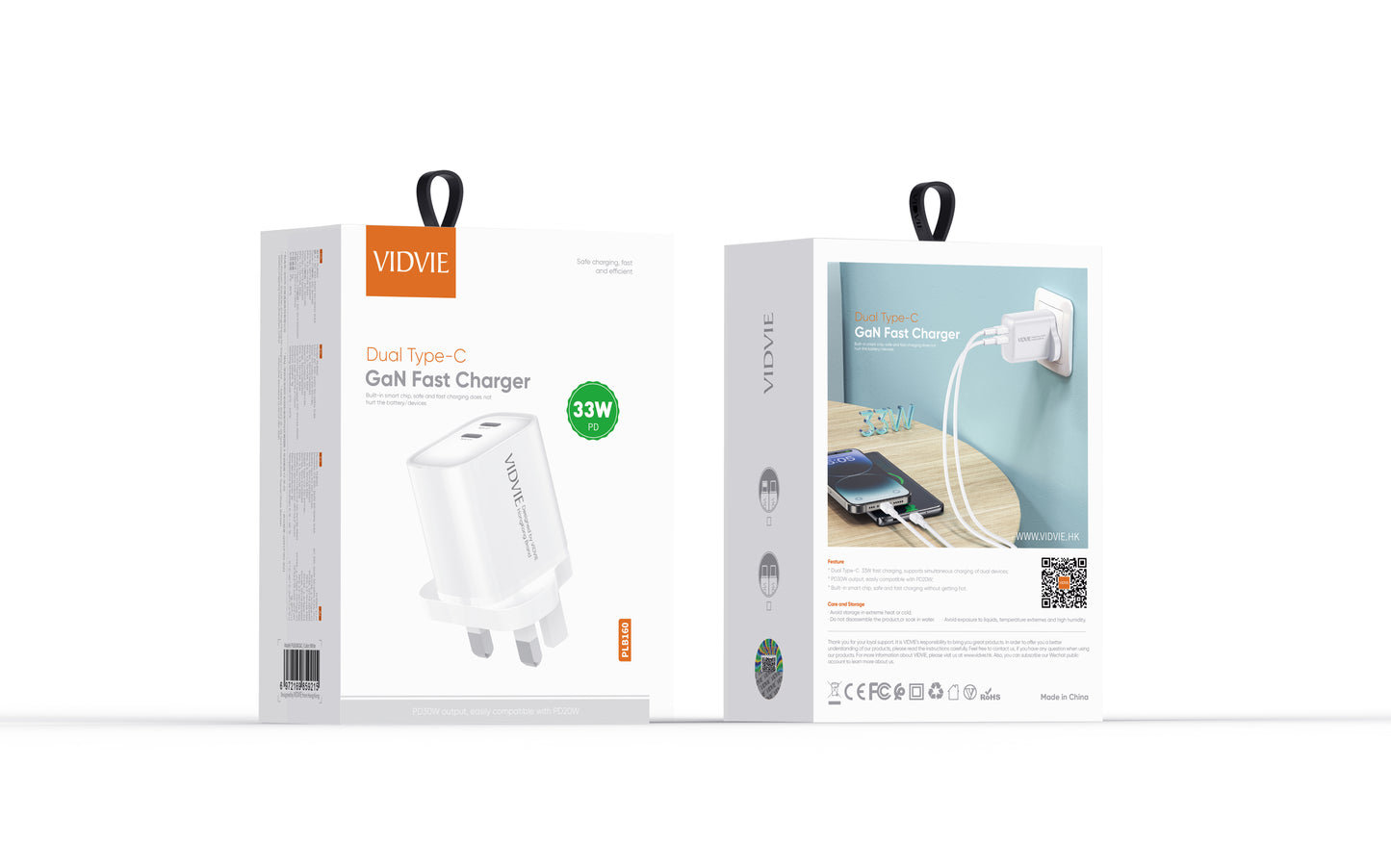 VIDVIE PLB160 IS A DUAL TYPE-C GAN FAST CHARGER